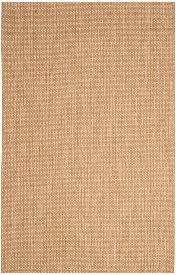 SAFAVIEH Courtyard Finnian Solid Dotted Indoor/Outdoor Area Rug, 6'7" x 9'6", Natural/Cream