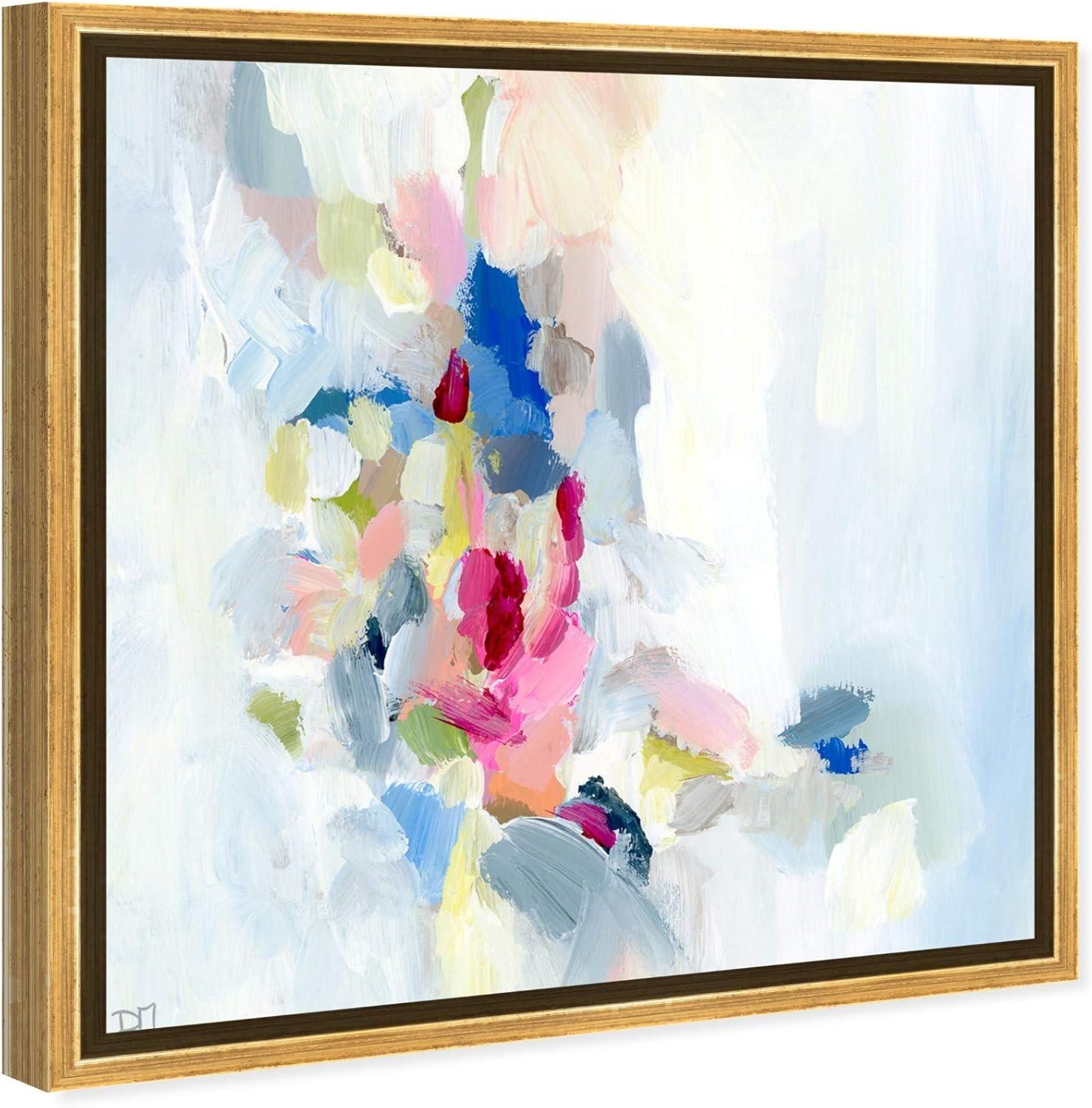 Mi Alegria Abstract Canvas Print with Gold Frame