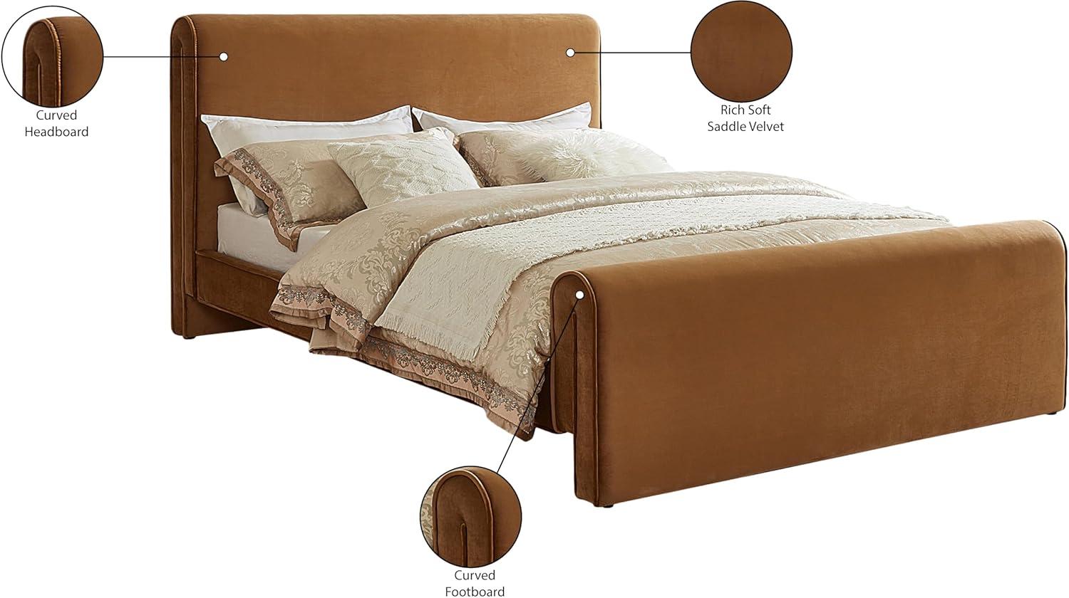 Meridian Furniture Sloan Saddle Velvet Queen Bed