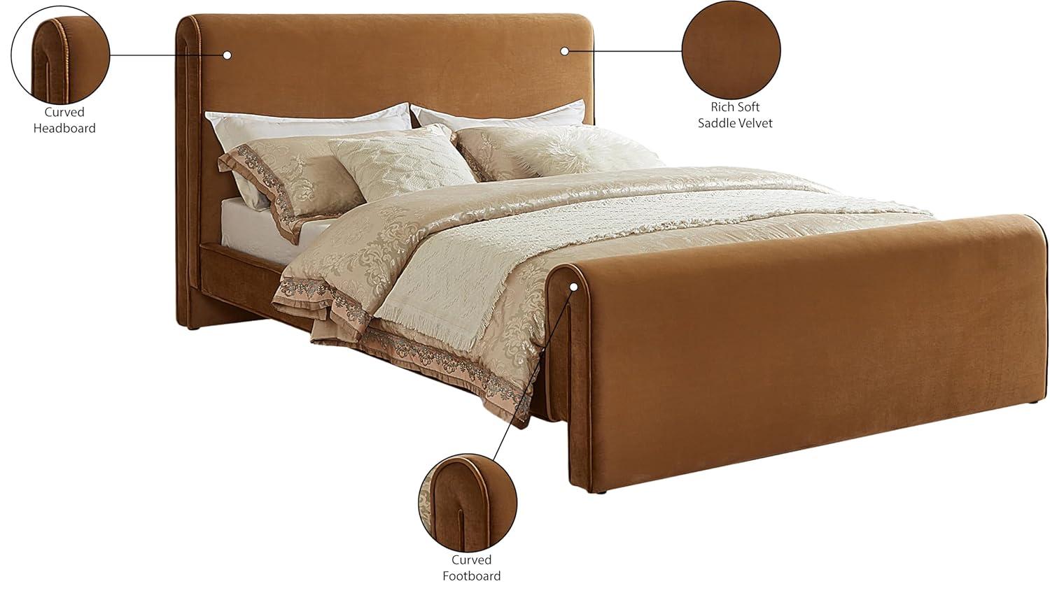 Meridian Furniture Sloan Saddle Velvet Queen Bed