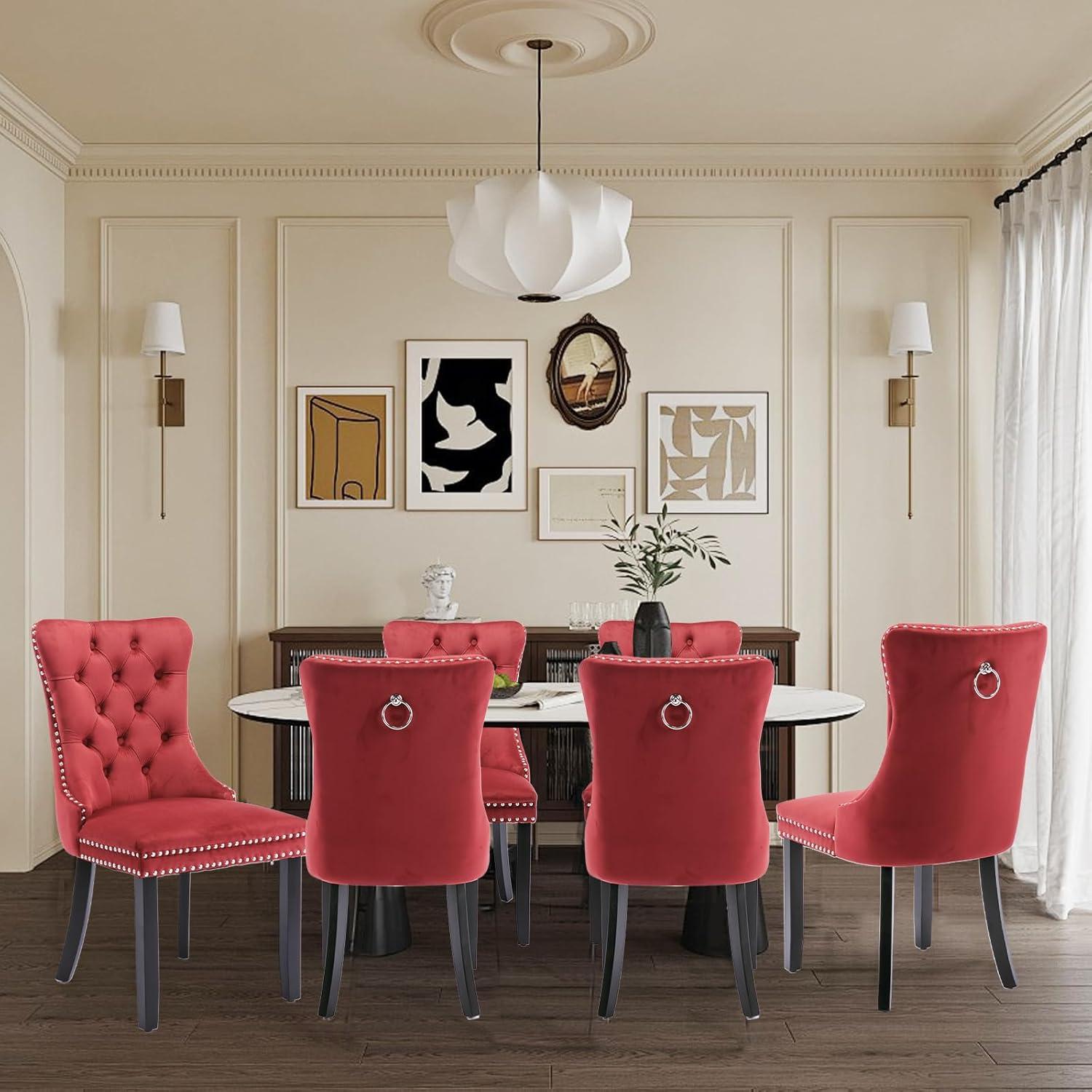 Rosdorf Park High-end Tufted Velvet Upholstered Nailhead Dining Chair