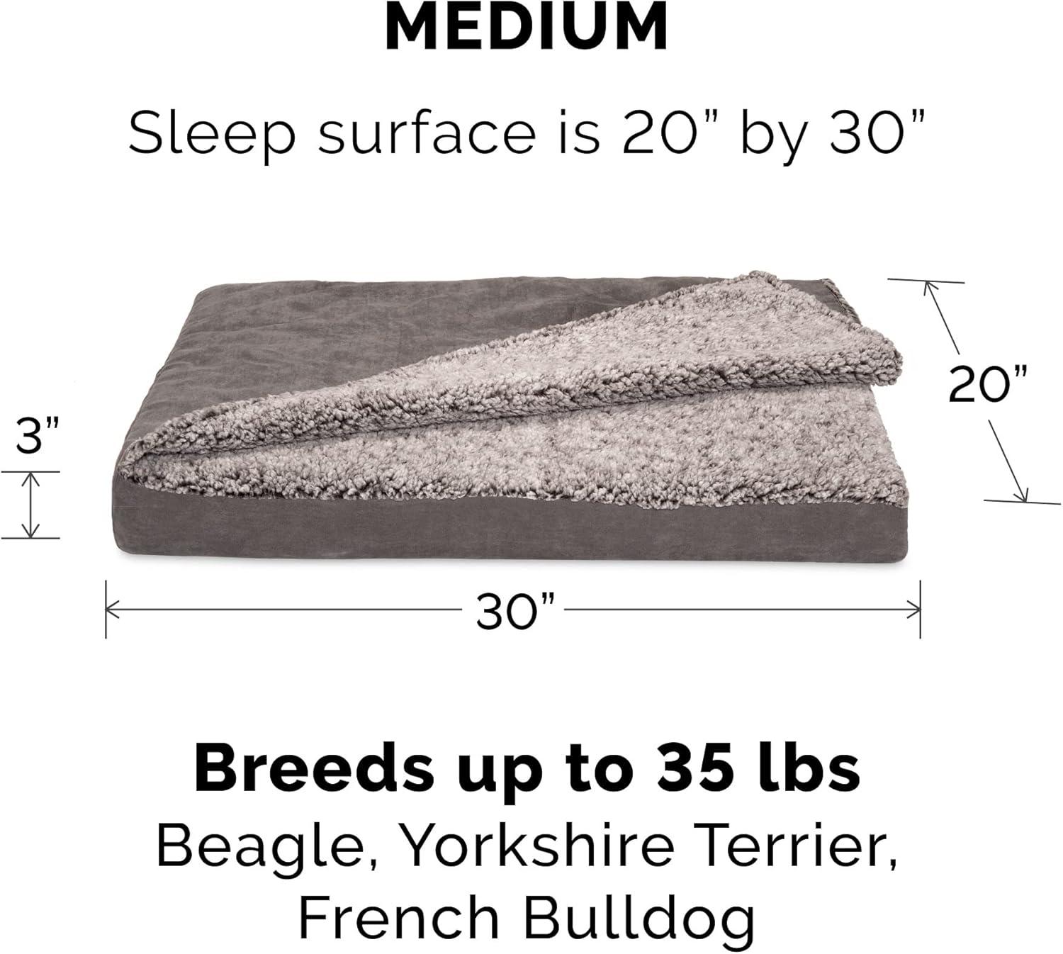 FurHaven Berber and Suede Blanket Top Mattress Memory Foam Dog Bed