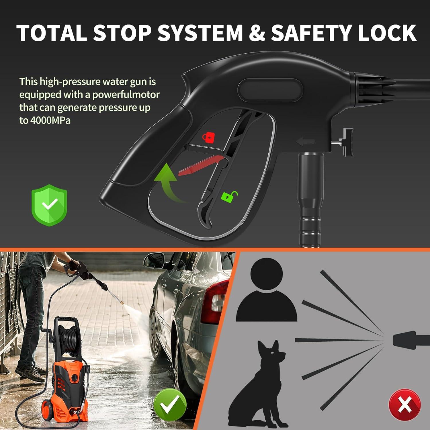 2200W 2.0 GPM Electric Pressure Washer with 5 Nozzles Orange