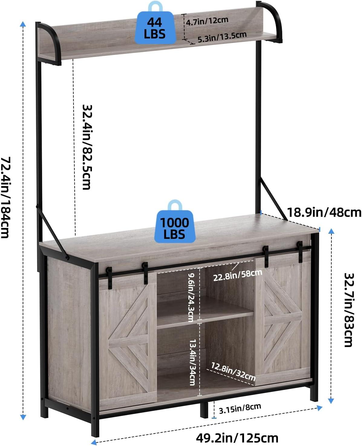 iSunirm 55-75 Gallon Aquarium Stand with Shelf, Fish Tank Stand with Power Outlets and LED Lights, Heavy Duty Reversible Aquarium Stand with Cabinet, for Fishes and Reptiles, 49.2"L*18.9"W, Black Oak