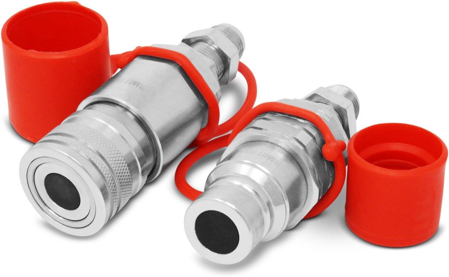 Summit Hydraulics Flat Face Hydraulic Quick Connect Coupler, #8 JIC Bulkhead Skid Steer Mount