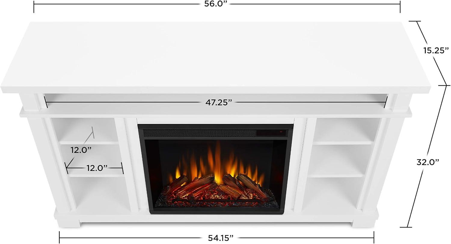 Belford 56" White Electric Fireplace TV Stand with Shelves