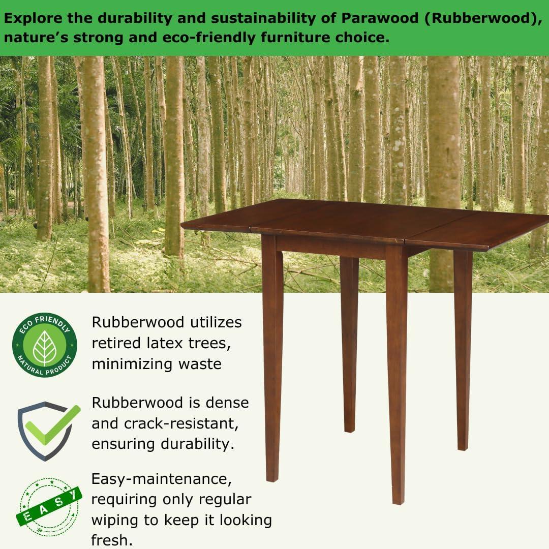 Tate Drop Dining Table Espresso - International Concepts: Hardwood, Dual 9" Leaves, Seats 4