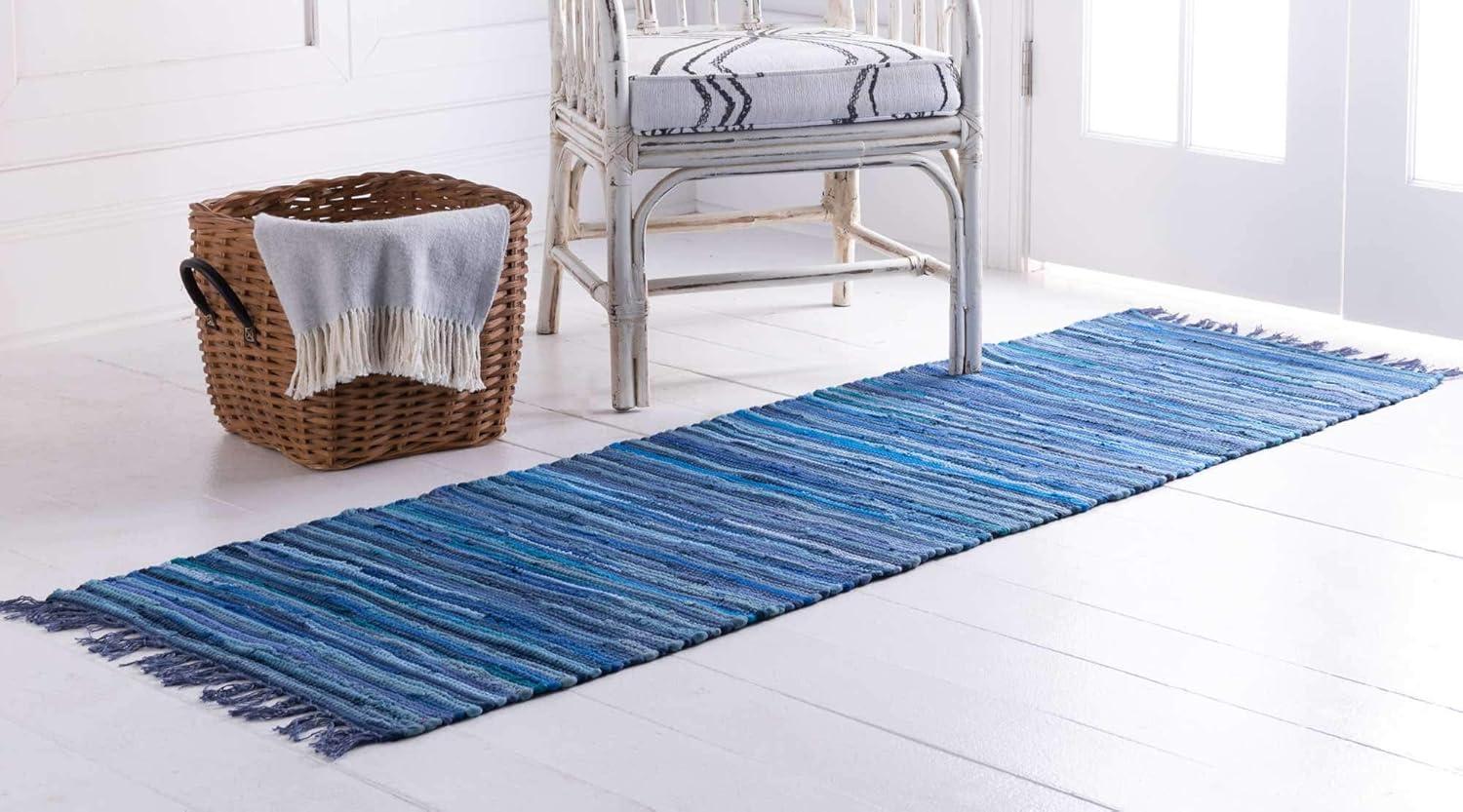 Unique Loom Chindi Cotton Striped Geometric Indoor Hand Made Fringe Area Rug