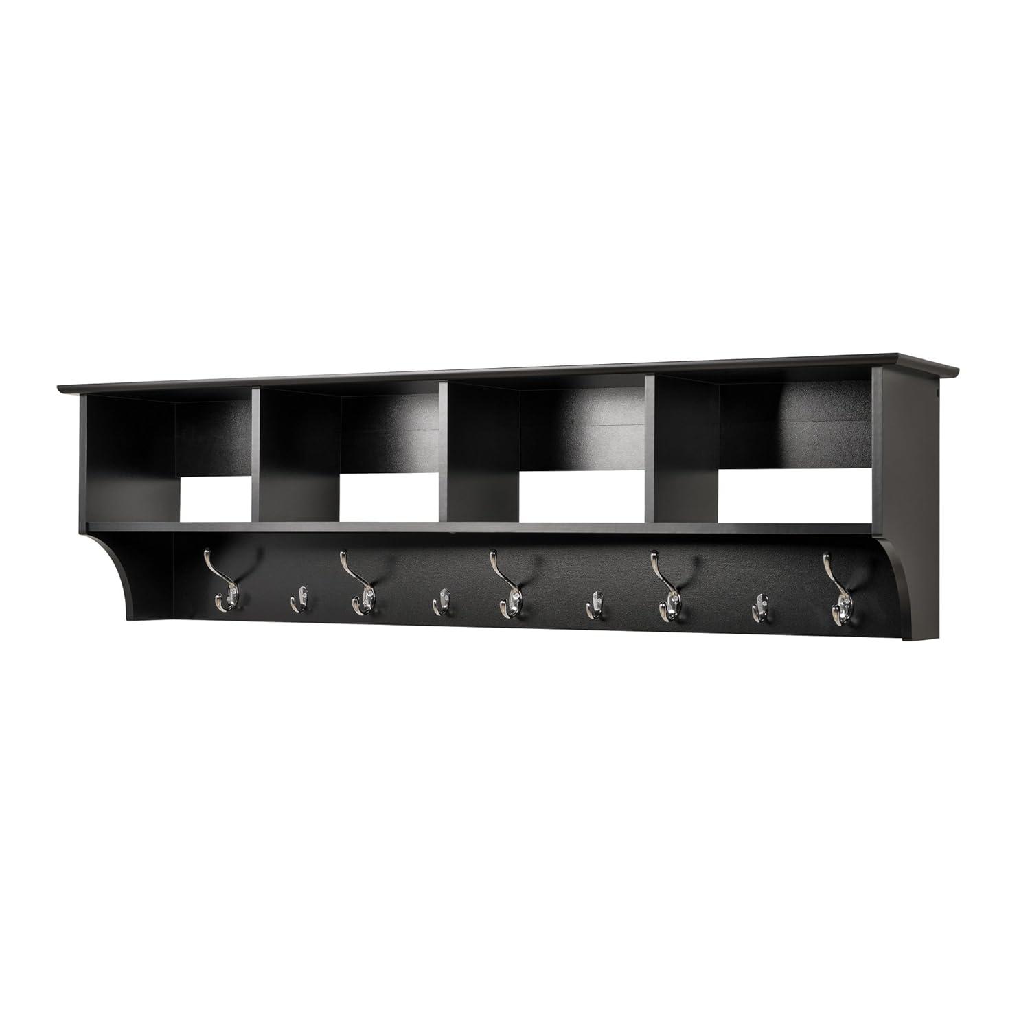 Douglas Entryway Hanging Shelf: Prepac Wall Organizer with Storage & Coat Hooks - 60" Wide