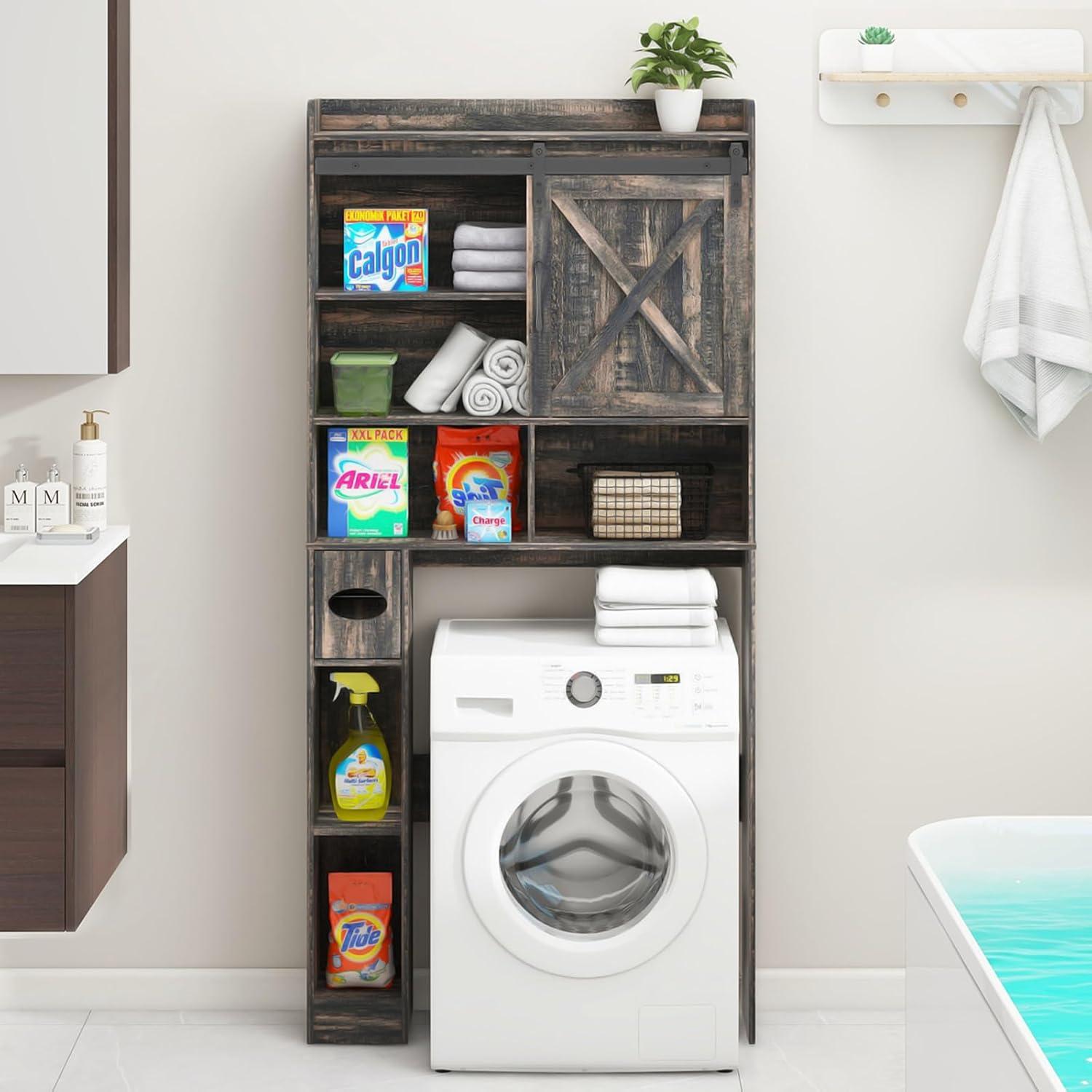 Gracie Oaks The Toilet Storage Cabinet, Farmhouse Storage Cabinet Over Toilet with 2 Barn Doors