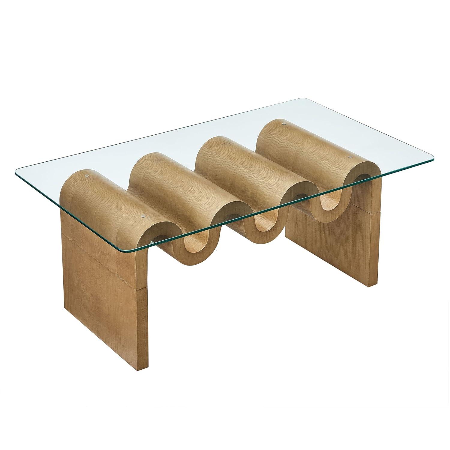 Modway Ondine Glass Top Coffee Table In Spiced Apple