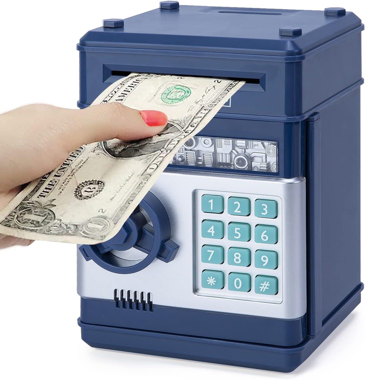 Lvelia Piggy Bank Cash Coin Can ATM Bank Electronic Coin Money Bank for Kids, Money Savings Box Large ATM Coin Bank Toys Gifts for 3-12 Year Old Boys Girls