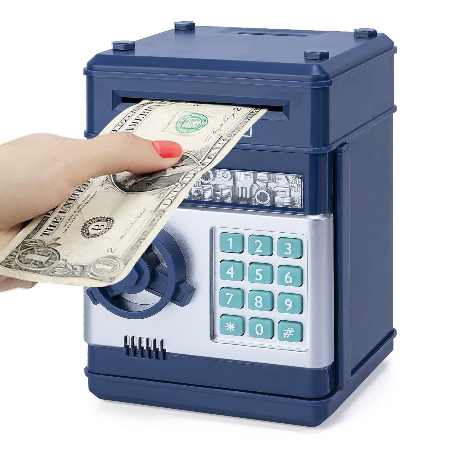 Lvelia Piggy Bank Cash Coin Can ATM Bank Electronic Coin Money Bank for Kids, Money Savings Box Large ATM Coin Bank Toys Gifts for 3-12 Year Old Boys Girls
