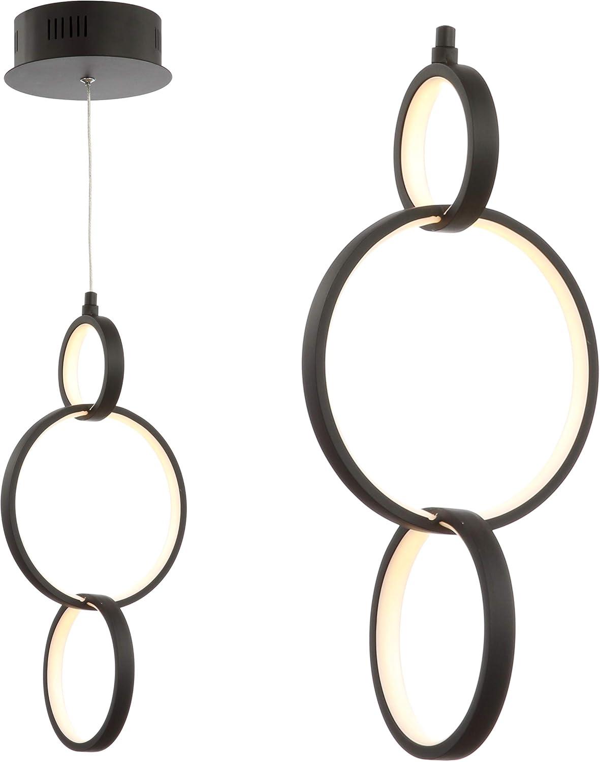 Loop 7.75" Adjustable Integrated LED Metal Ring Pendant, Black