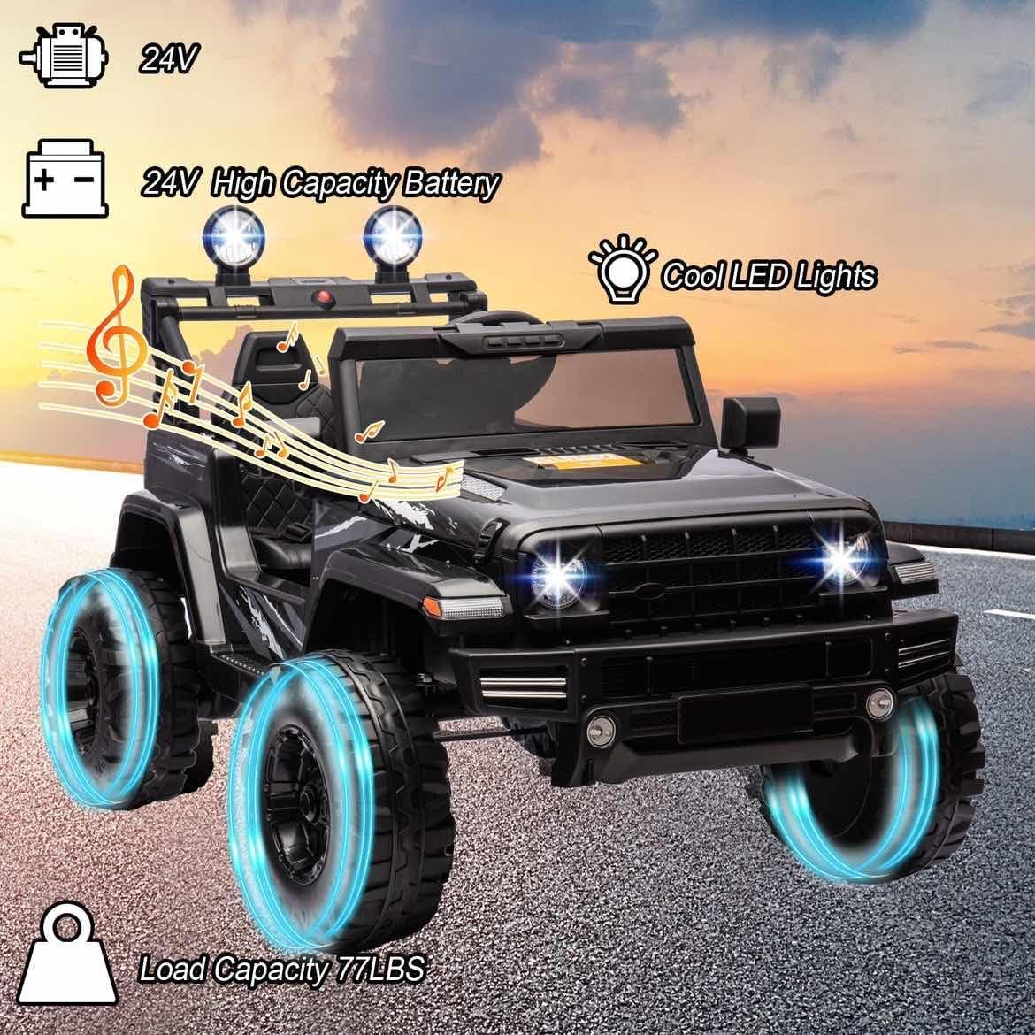 24V Black Electric Ride-On Truck with Remote Control