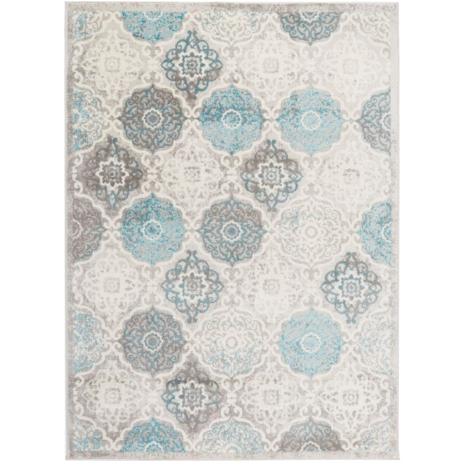 Home Dynamix Boho Andorra Transitional Damask Area Rug, Navy Blue/Ivory, 2'7"x4'7"