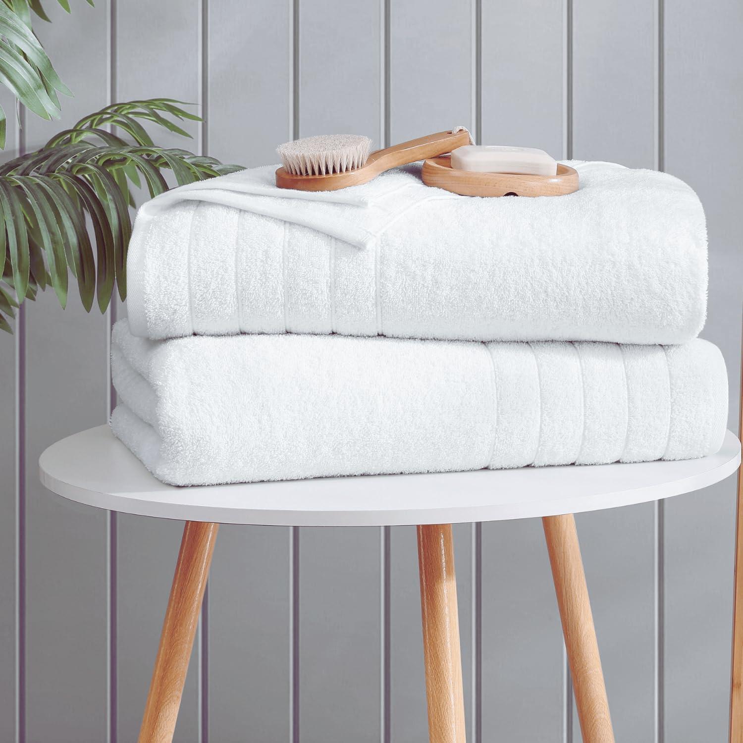 Casa Platino Large Bath Towels Set - Quick Dry Cotton Bath Towels for Bathroom, Spa & Gym - Soft & Highly Absorbent - White
