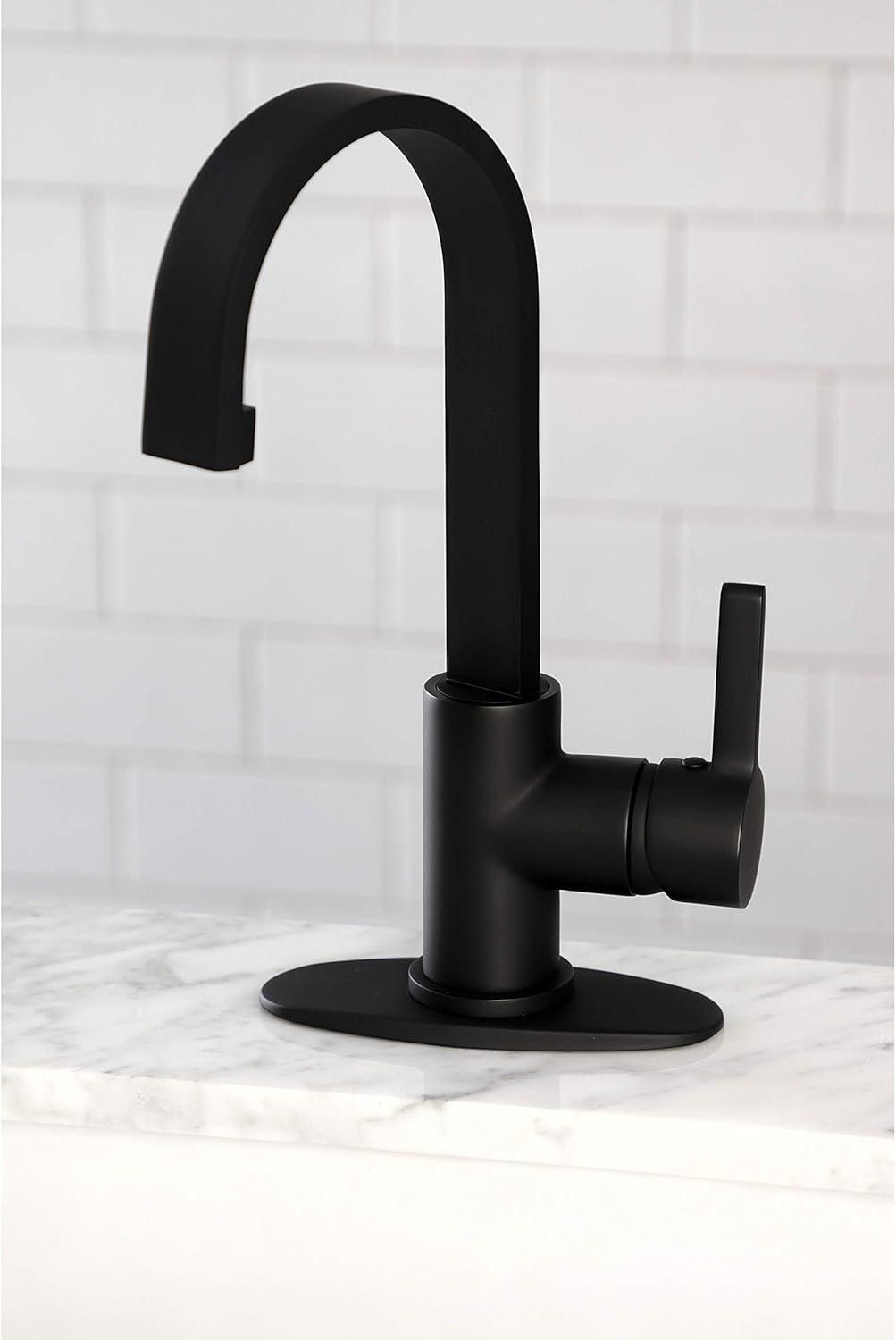 Matte Black Single-Handle Bar Faucet with High Spout