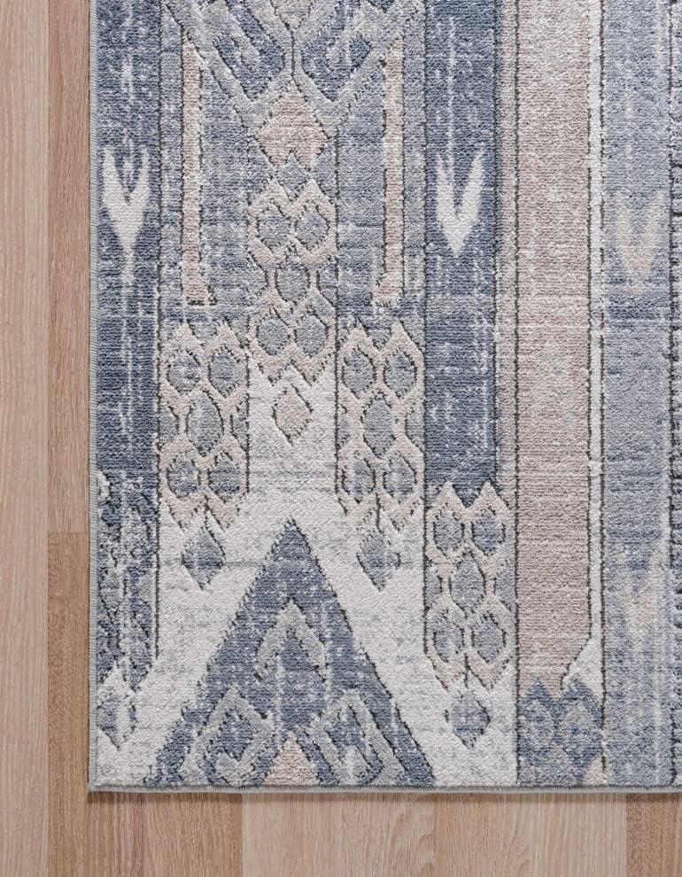 Unique Loom Portland Collection Area Rug - Orford (2' 2" x 12' Runner Navy Blue/Blue)