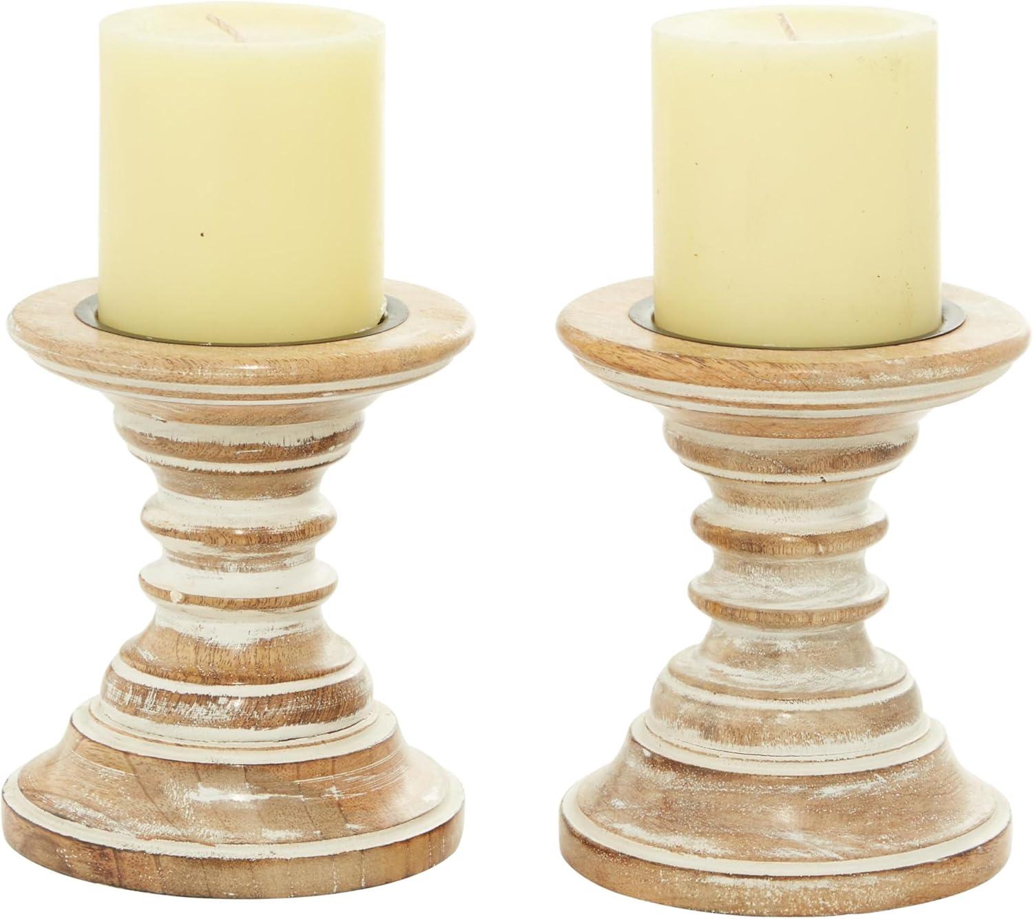 Candle Stands - Wood Candle Holder Pair