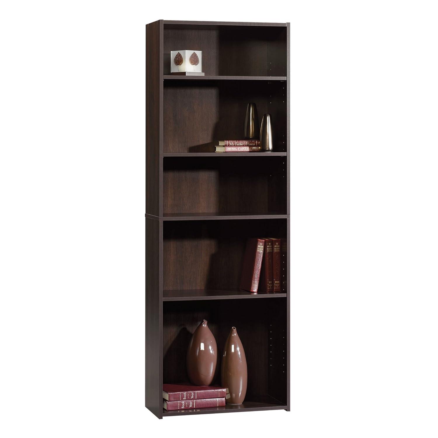 71.18"5 Shelves Beginnings Vertical Bookcase Silver Sycamore- Sauder: Modern Storage, MDF Frame: Paper Laminate Surface