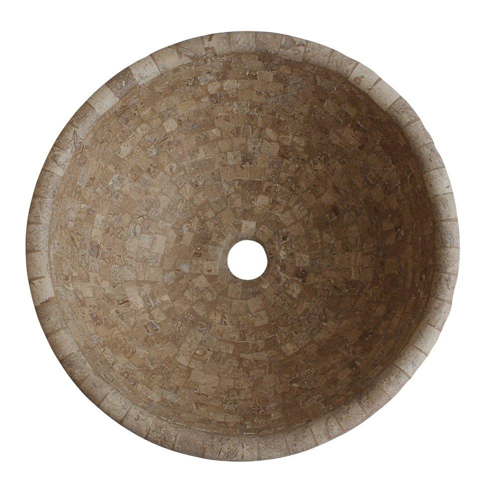 Mosaic Natural Stone Vessel Sink in Almond Brown