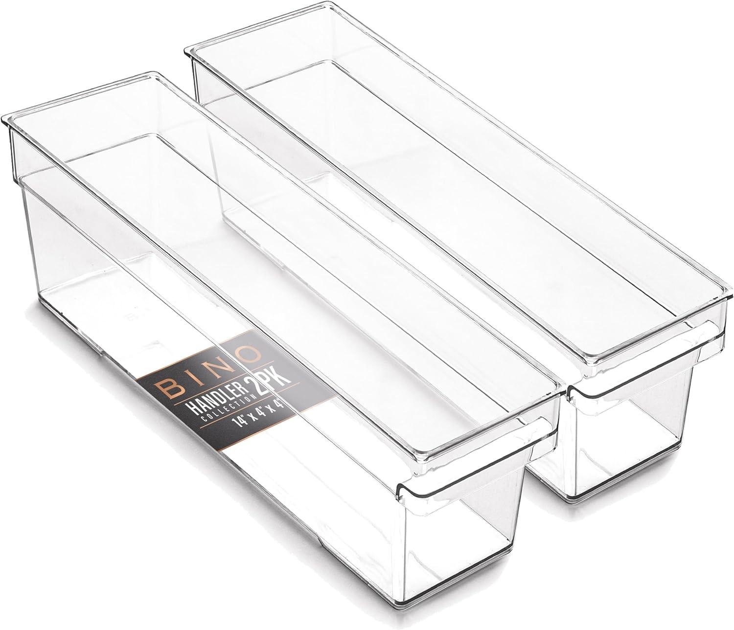 MAXAYA Bino | Plastic Storage Bins, Small | The Handler Collection | Multipurpose Organizer Bins | Kitchen Pantry Organizers And Storage | Clear Containers For Organizing Home | Freezer Organizer