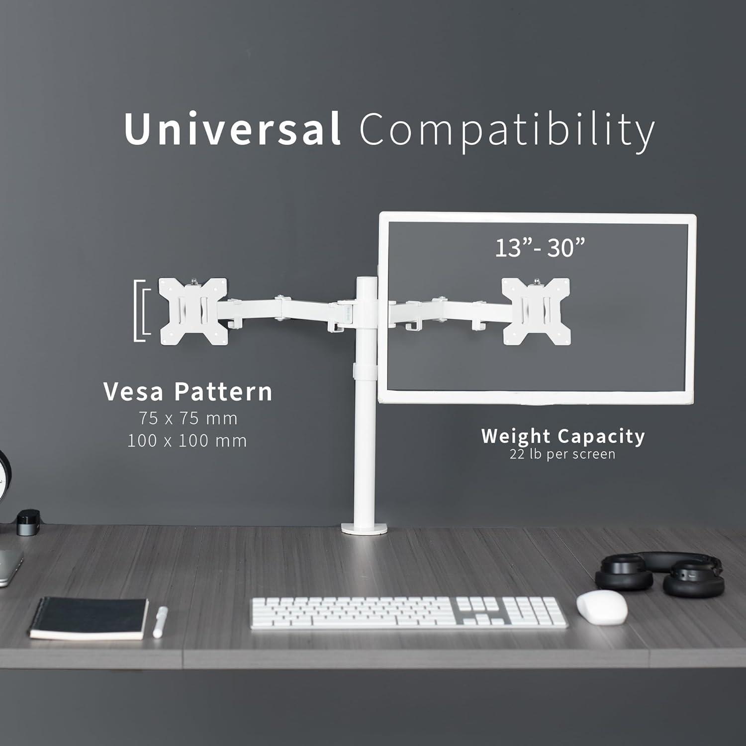 Vivo VIVO Dual Monitor Desk Mount Adjustable Stand, Fits Screens up to 30", STAND-V002 Series
