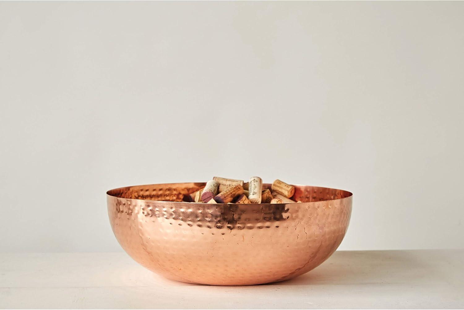 Creative Co-Op Round Hammered Metal Bowl, Copper Finish