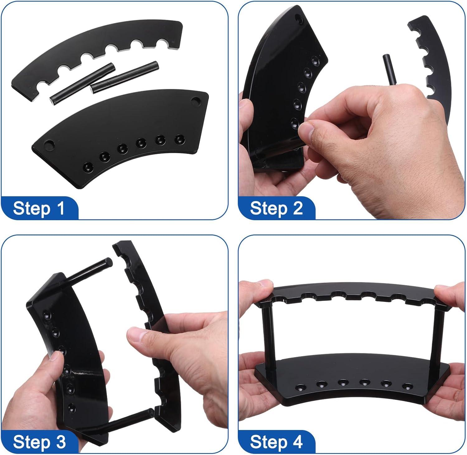 uxcell 2 Pack Plastic Pen Holder, 6-Slot Acrylic Pen Display Stand, Eyebrow Pen Rack, Makeup Brush Organizer for Office Home Store（Vertical Clear）