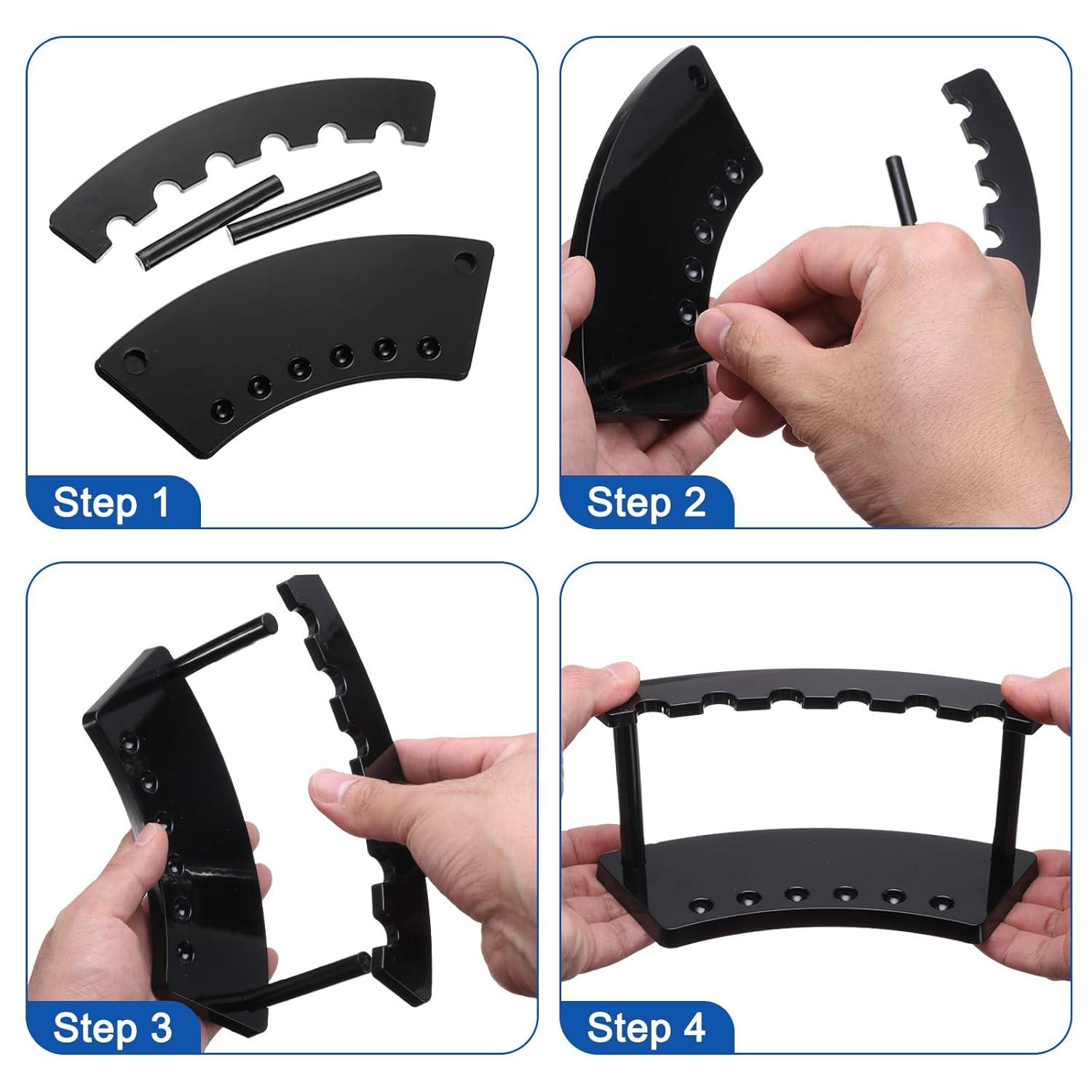 uxcell 2 Pack Plastic Pen Holder, 6-Slot Acrylic Pen Display Stand, Eyebrow Pen Rack, Makeup Brush Organizer for Office Home Store（Vertical Clear）