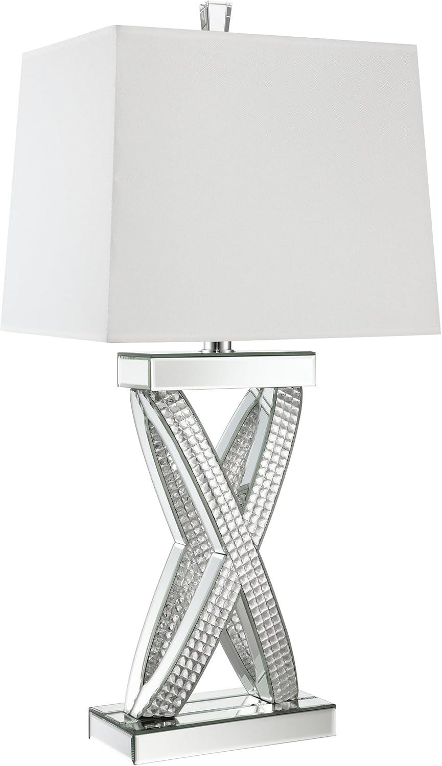 Coaster Contemporary Wood Table Lamp with Rectangle Shade in Mirrored