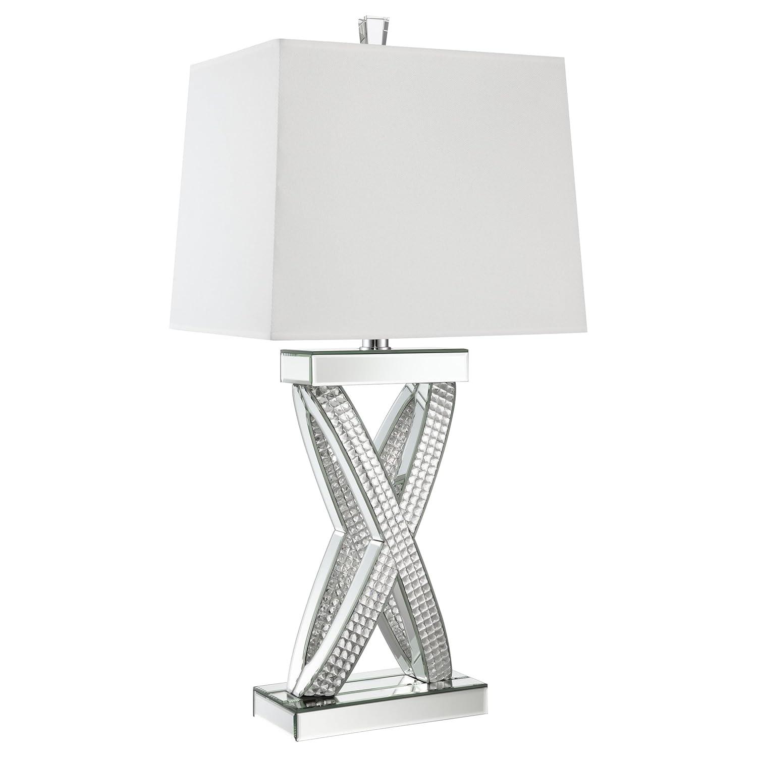 Coaster Contemporary Wood Table Lamp with Rectangle Shade in Mirrored