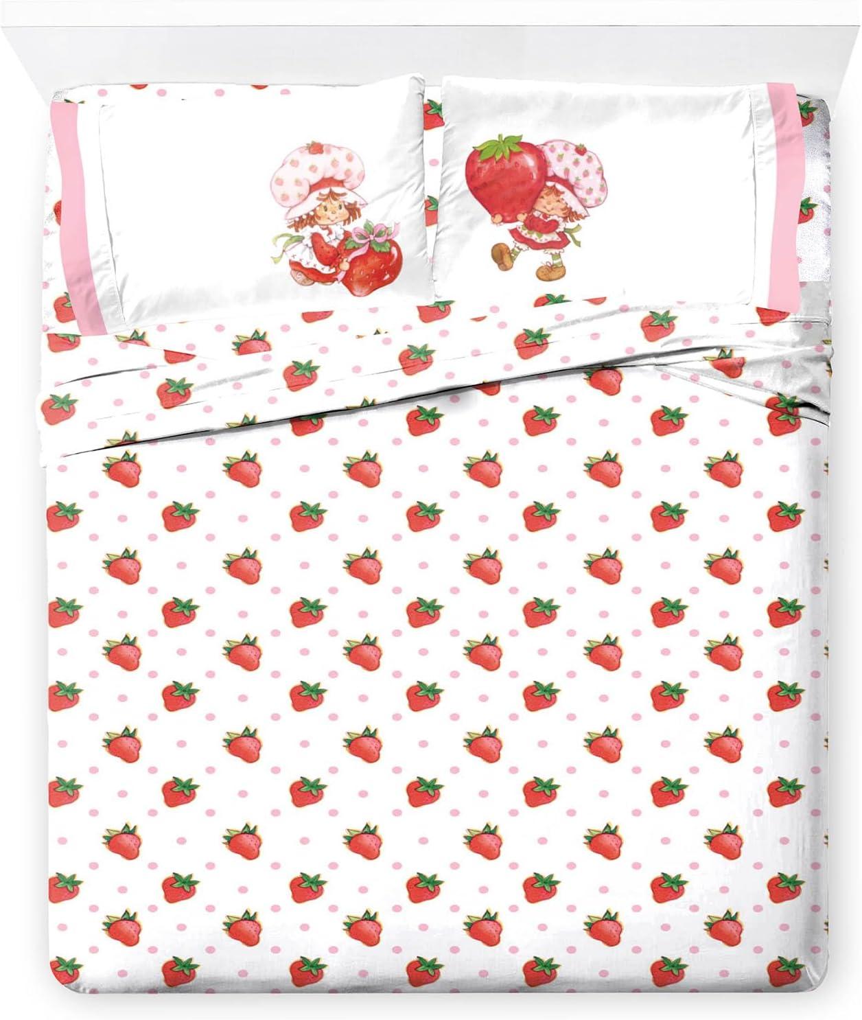 Strawberry Shortcake Pink Microfiber Full Sheet Set