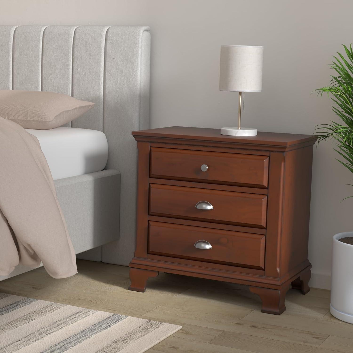 Brinley Nightstand Cherry Red - Picket House Furnishings: Mid-Century Modern Style, Laminated Finish, MDF & Metal Hardware