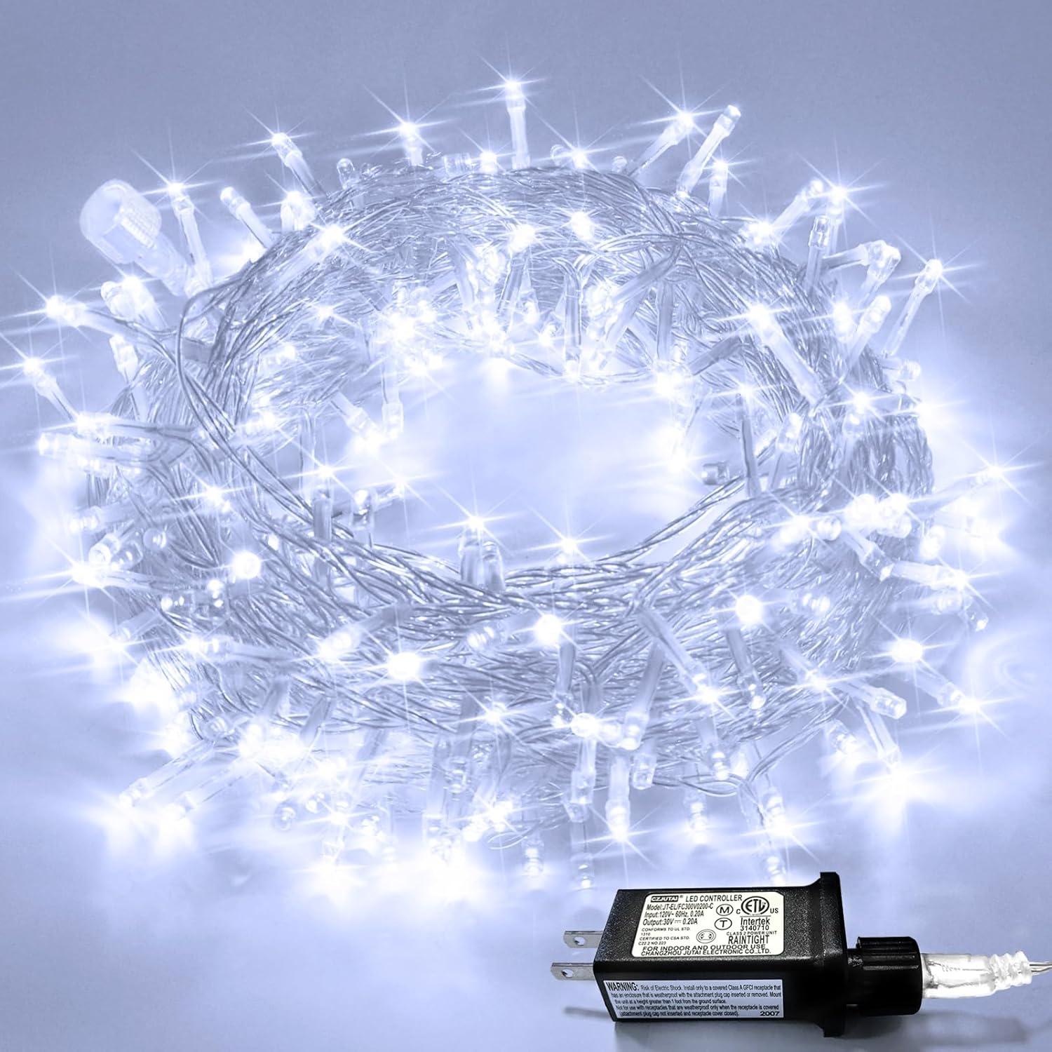 Sinhoon 100 LED Twinkle Fairy Light String 33 Feet 8 Modes White & Tail Plug Holiday Decoration