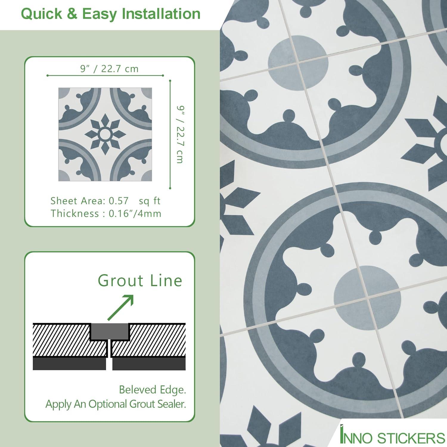 Sunwings 9'' x 9'' x 4mm SPC Peel & Stick Floor Tile Luxury Vinyl Flooring