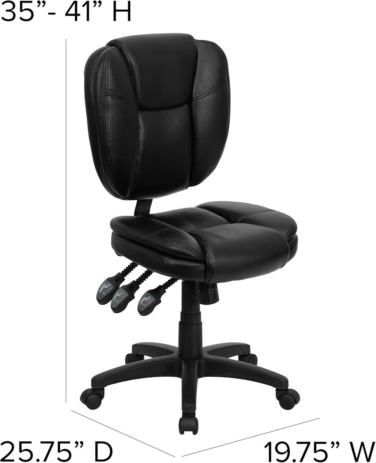 Ergonomic Mid-Back Black LeatherSoft Swivel Task Chair with Synchro Tilt