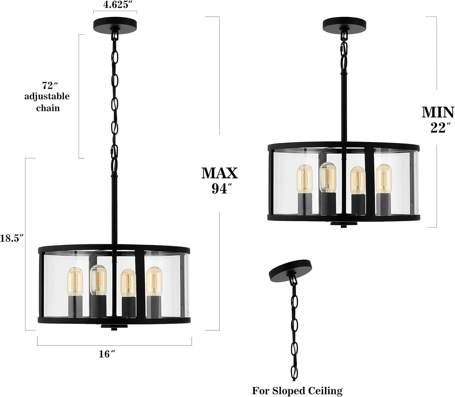 SAFAVIEH Relom 4-Light LED Clear Metal Pendant Light with Shade