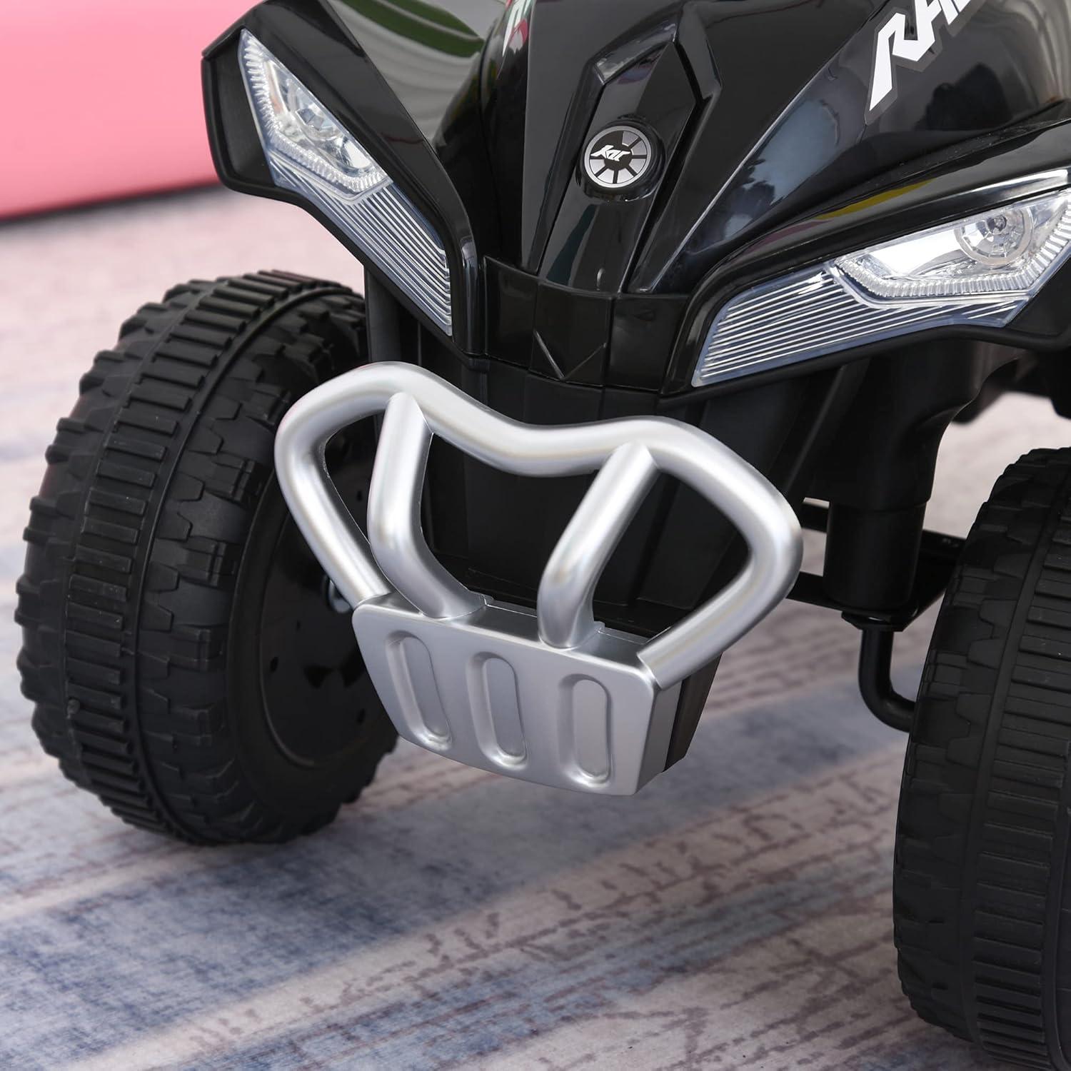Aosom NO Power Ride on Push Car for Kids 4 Wheels Foot-to-Floor Sliding Walking ATV Toy with Music and Light for 18-36 Months, Black
