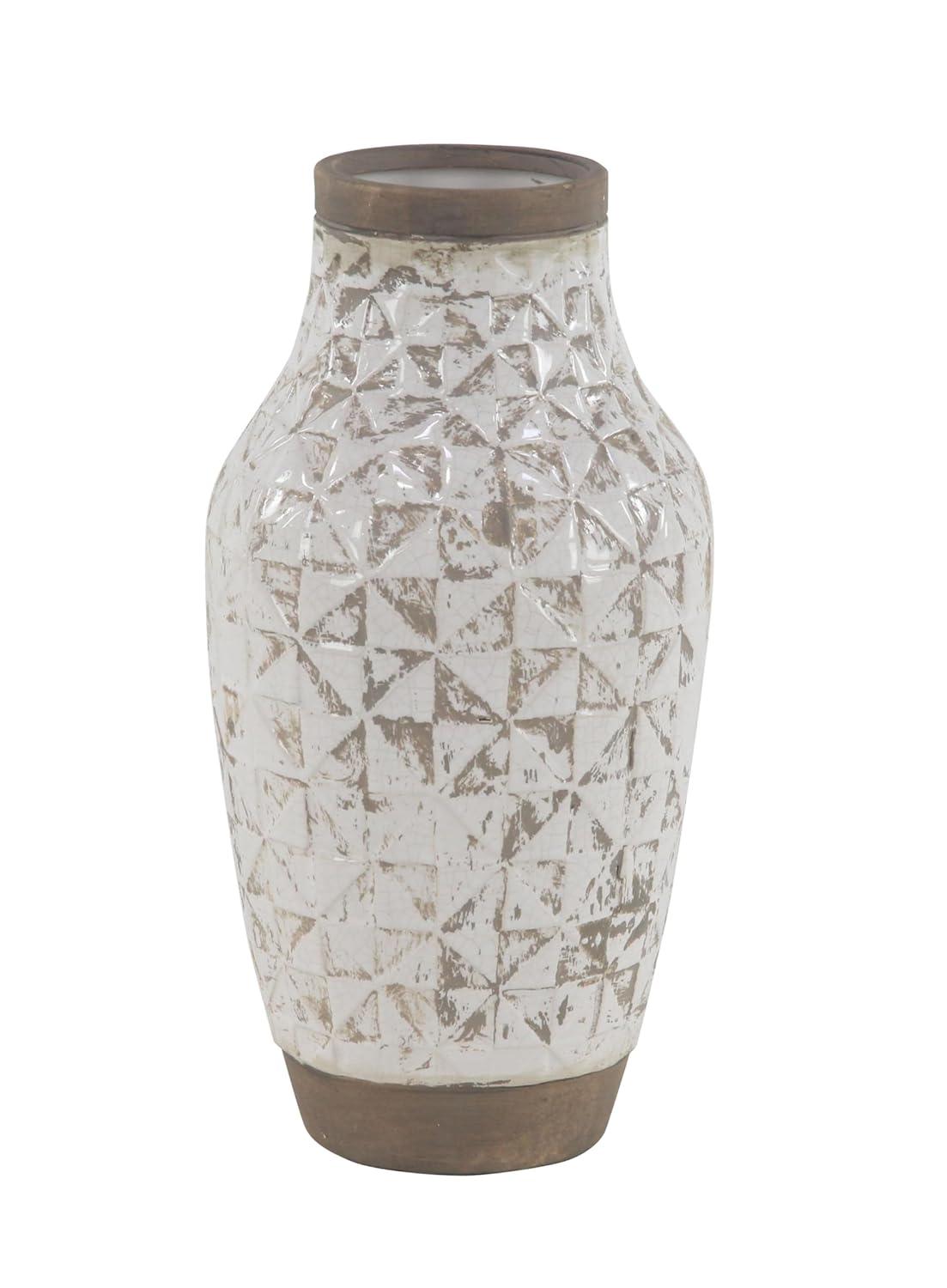 DecMode 16" White Ceramic Vase