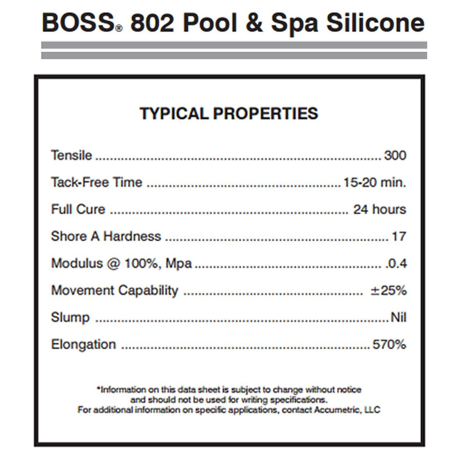 2-Pack Boss 802 Clear Pro Grade Silicone Sealant for Pool, spa, Household - 2 x 280ML. Tubes