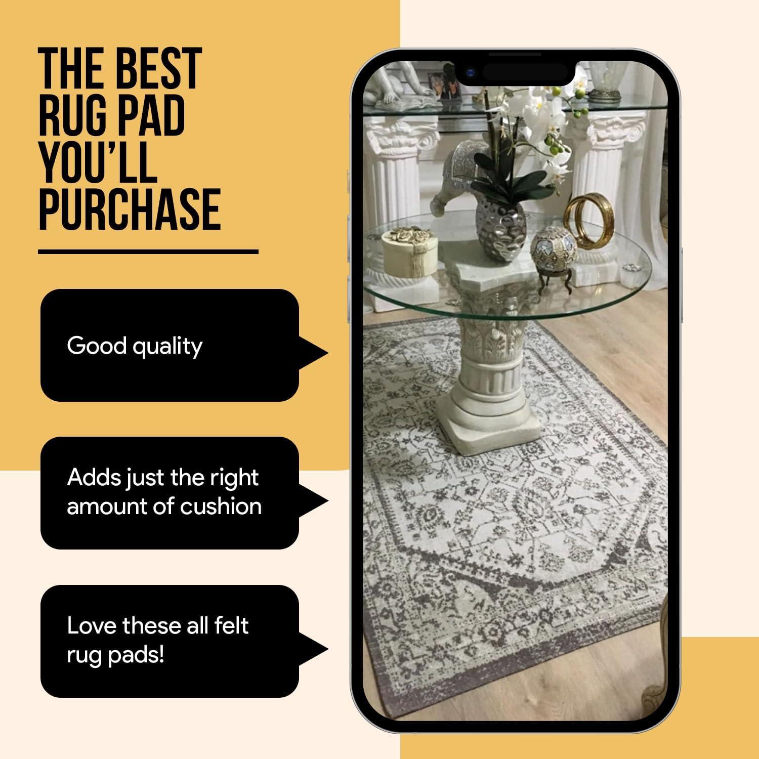 Premium Felt Rug Pad 5x8 Feet, Thick Rug Pads for Hardwood Floors, Laminate, Vinyl, Stone, Carpet & Tile, Under Rug Padding