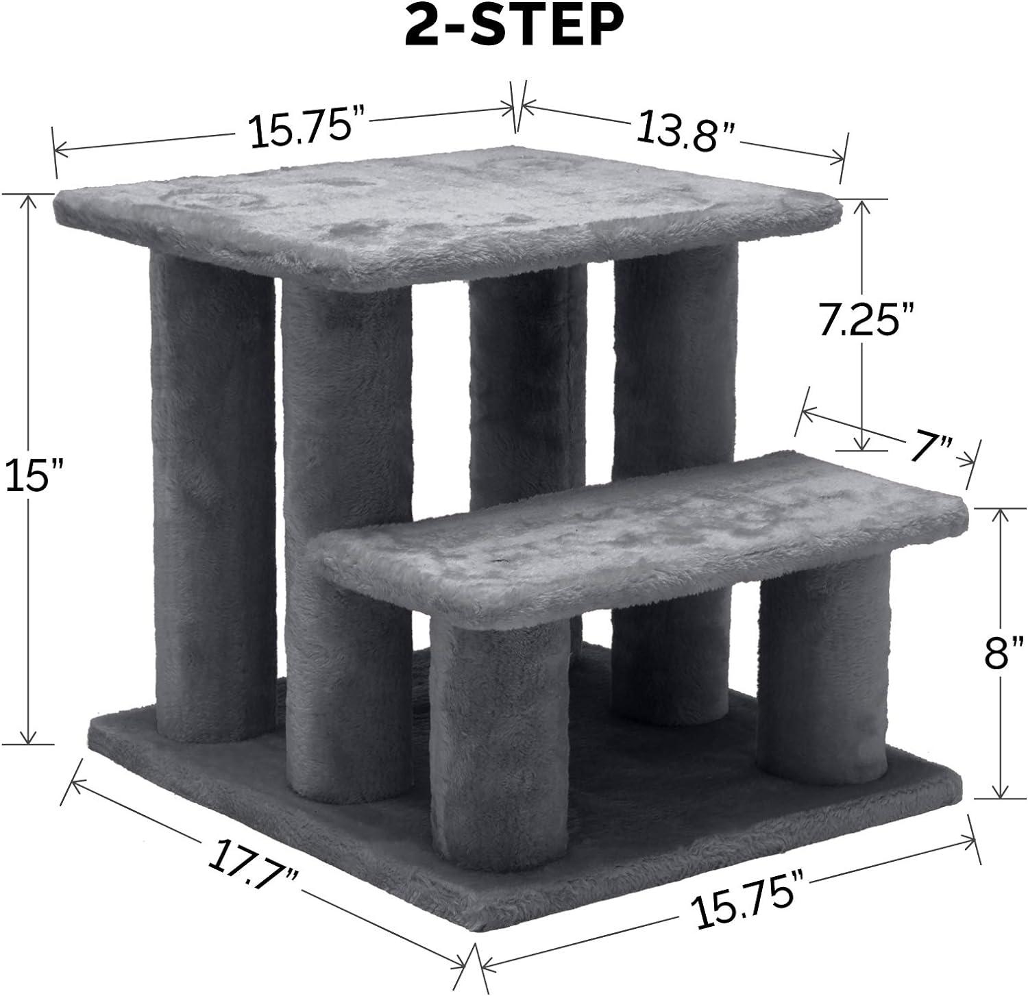 Multi-Step Pet Stairs For High Beds And Sofas,Gray, 3-Step