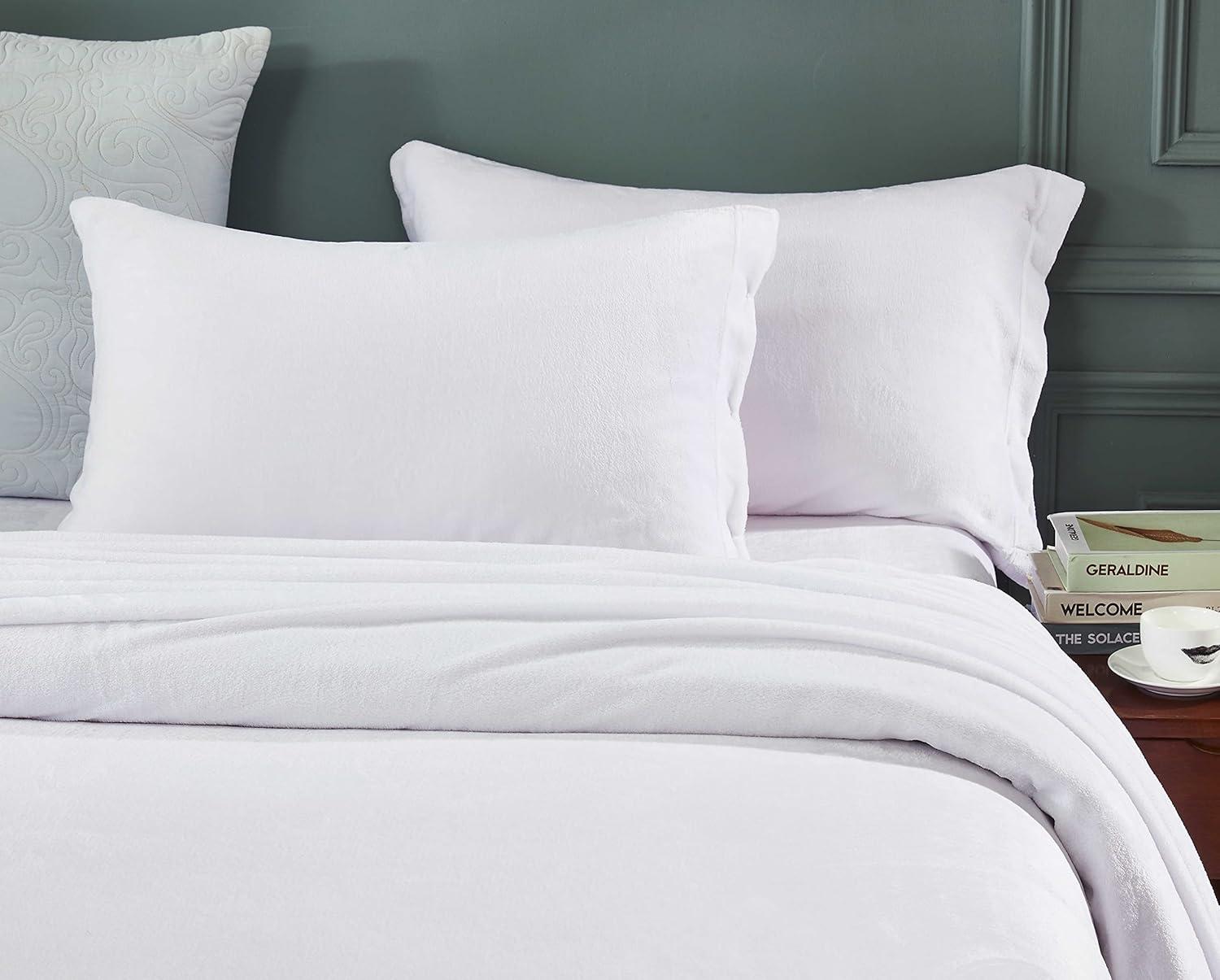 California King White Flannel Polyester Sheet Set