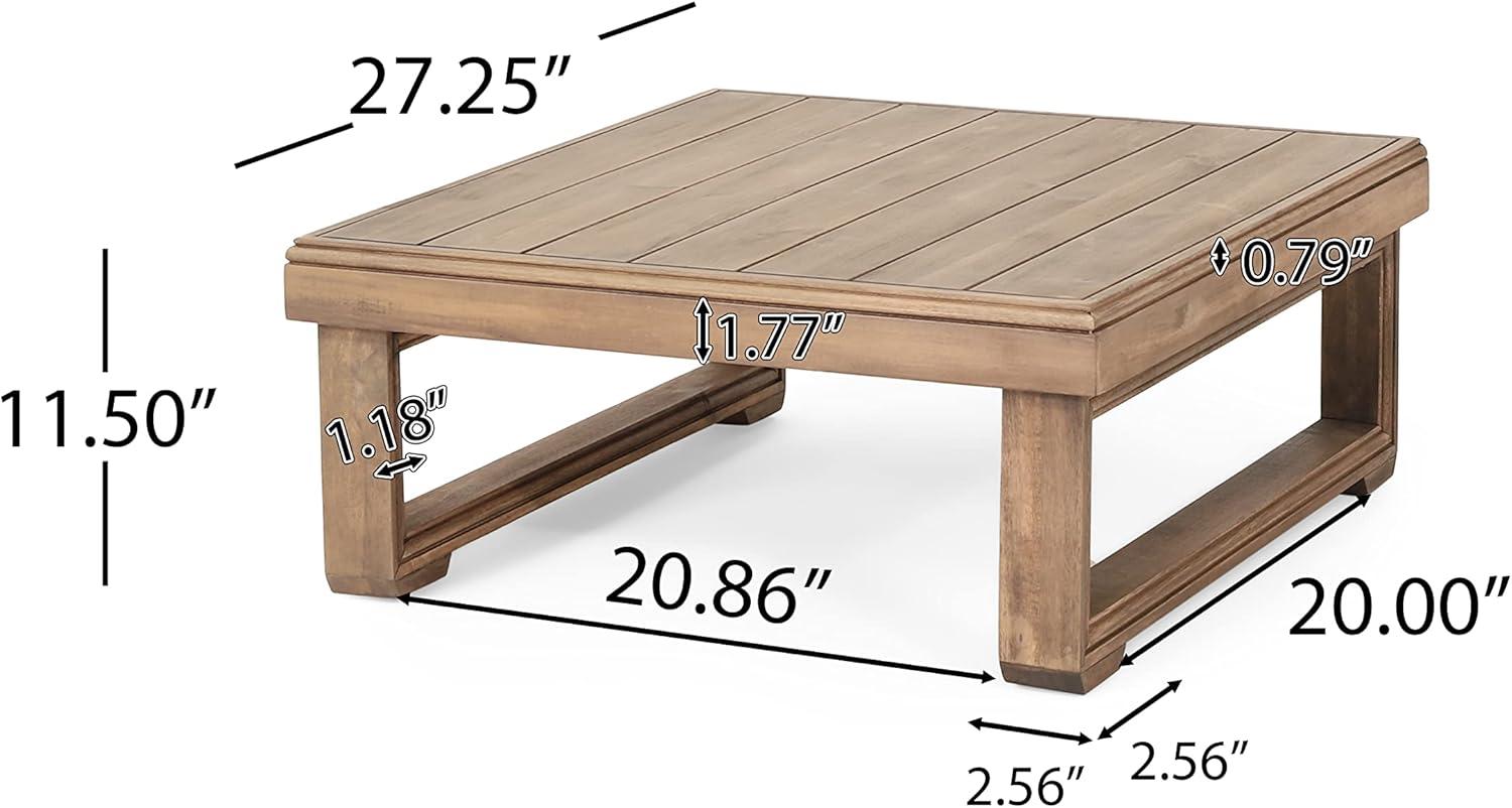 Westchester Outdoor Acacia Wood Square Coffee Table Brown Wash - Christopher Knight Home: Rustic Style, Water-Resistant