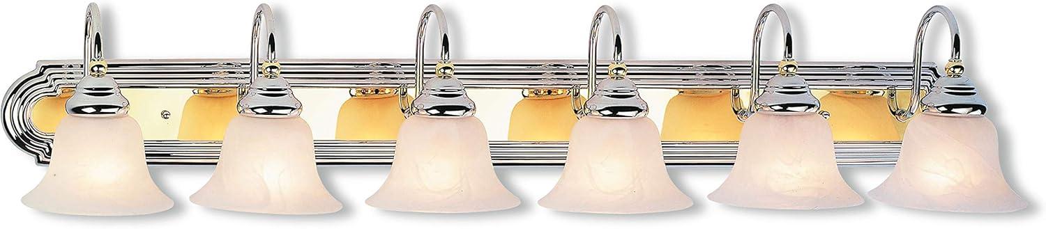 Polished Brass and Chrome 48" 6-Light Vanity Fixture