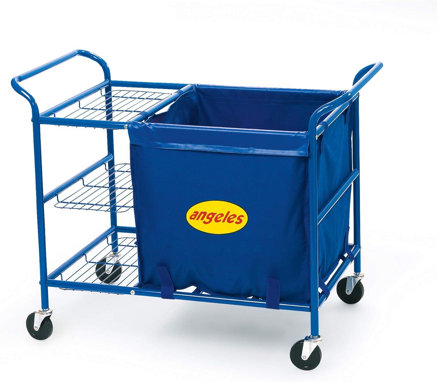 Blue Steel and Nylon 3-Shelf Rolling Ball Cart