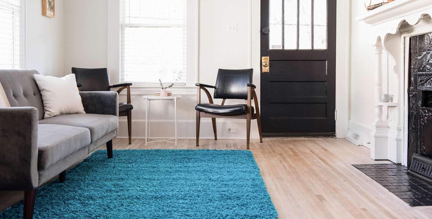 Unique Loom 8' 0 x 10' 0 Solid Shag Turquoise Area Rug