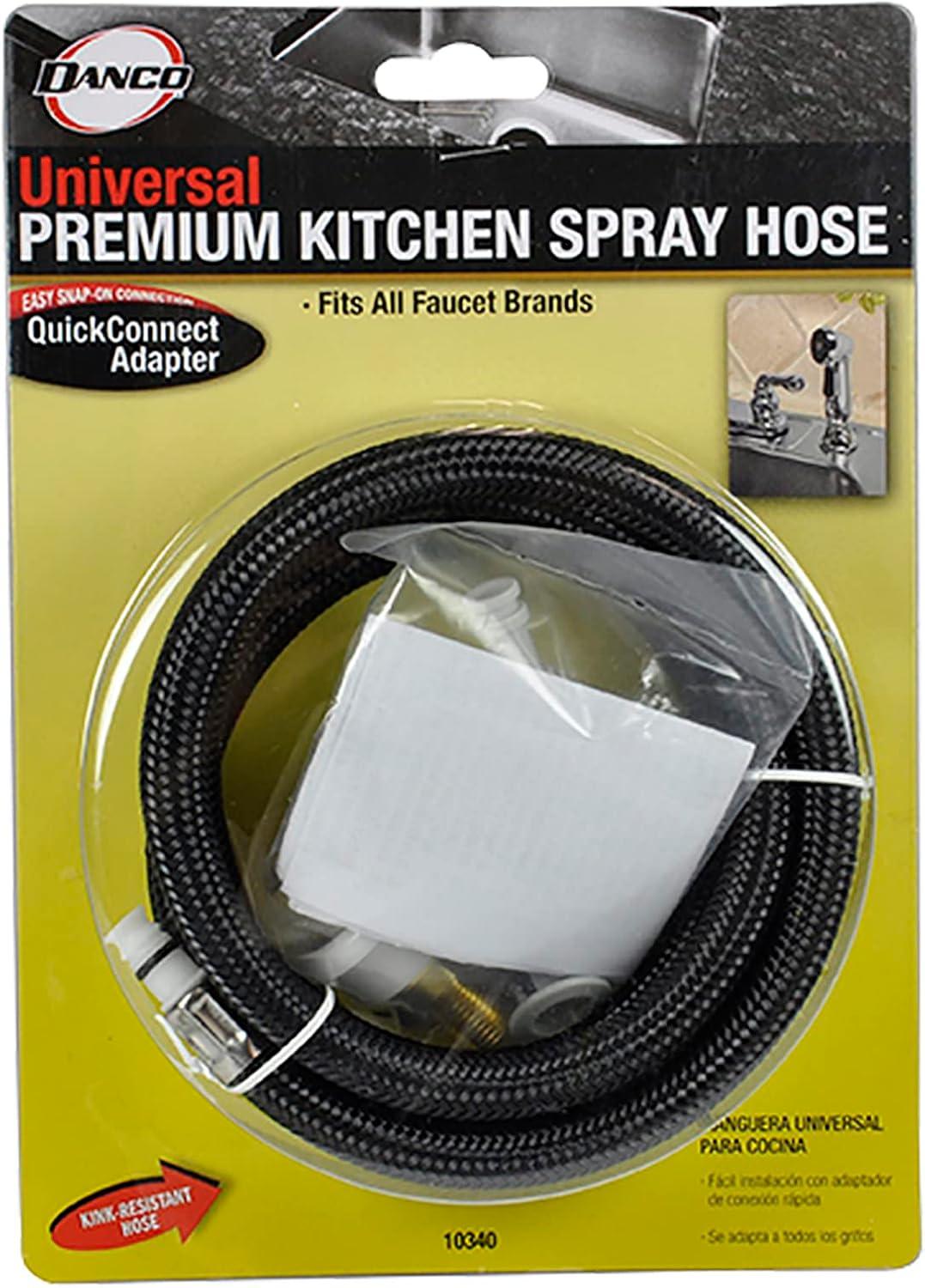 Universal Black Braided PVC Faucet Sprayer Hose, 48 Inch